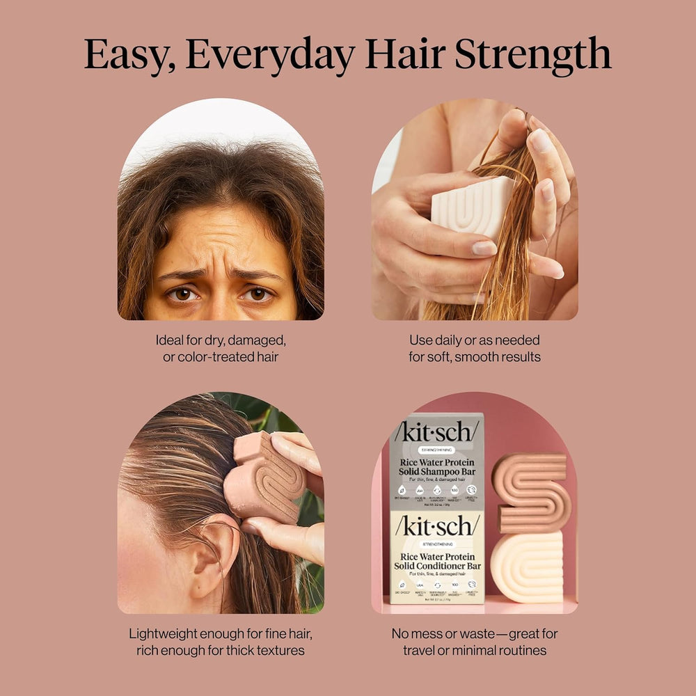 Kitsch Rice Water Bar solid formula is paraben-free and sulfate-free.
