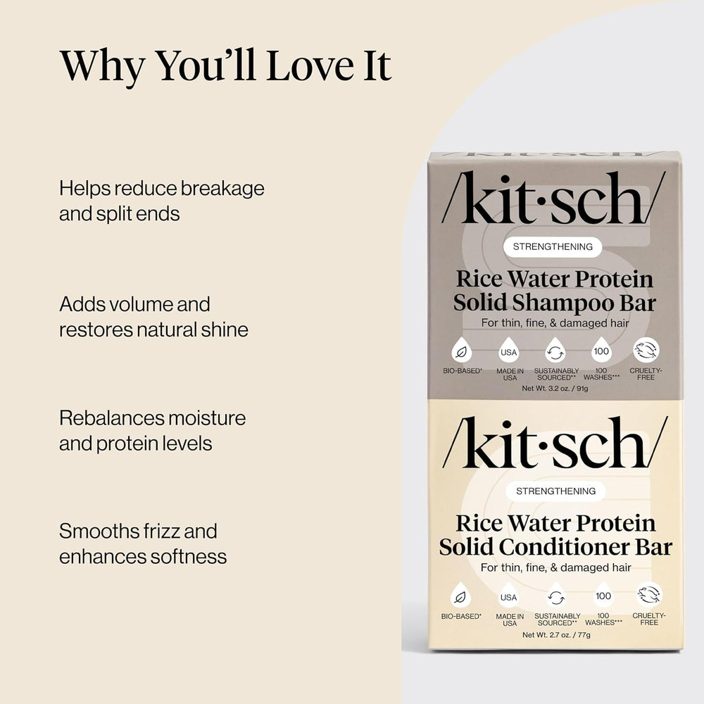 Kitsch Rice Water Conditioner Bar application for detangling and moisture balance.