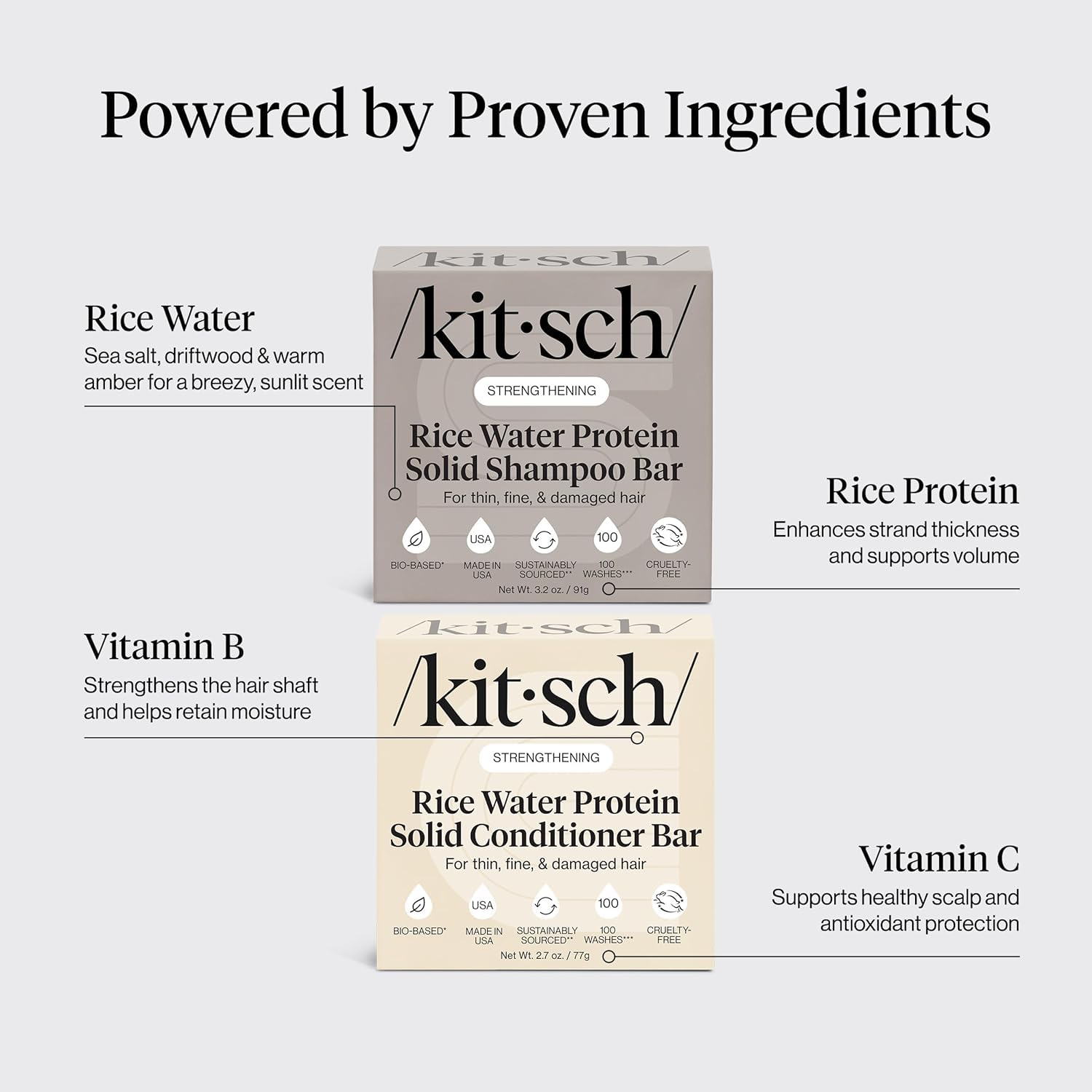Kitsch Rice Water Shampoo Bar during wash nourishes from root to tip.