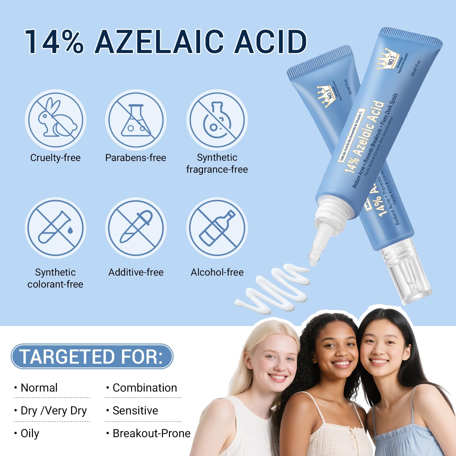 KIUORET ingredients collage highlights hyaluronic acid and squalane.