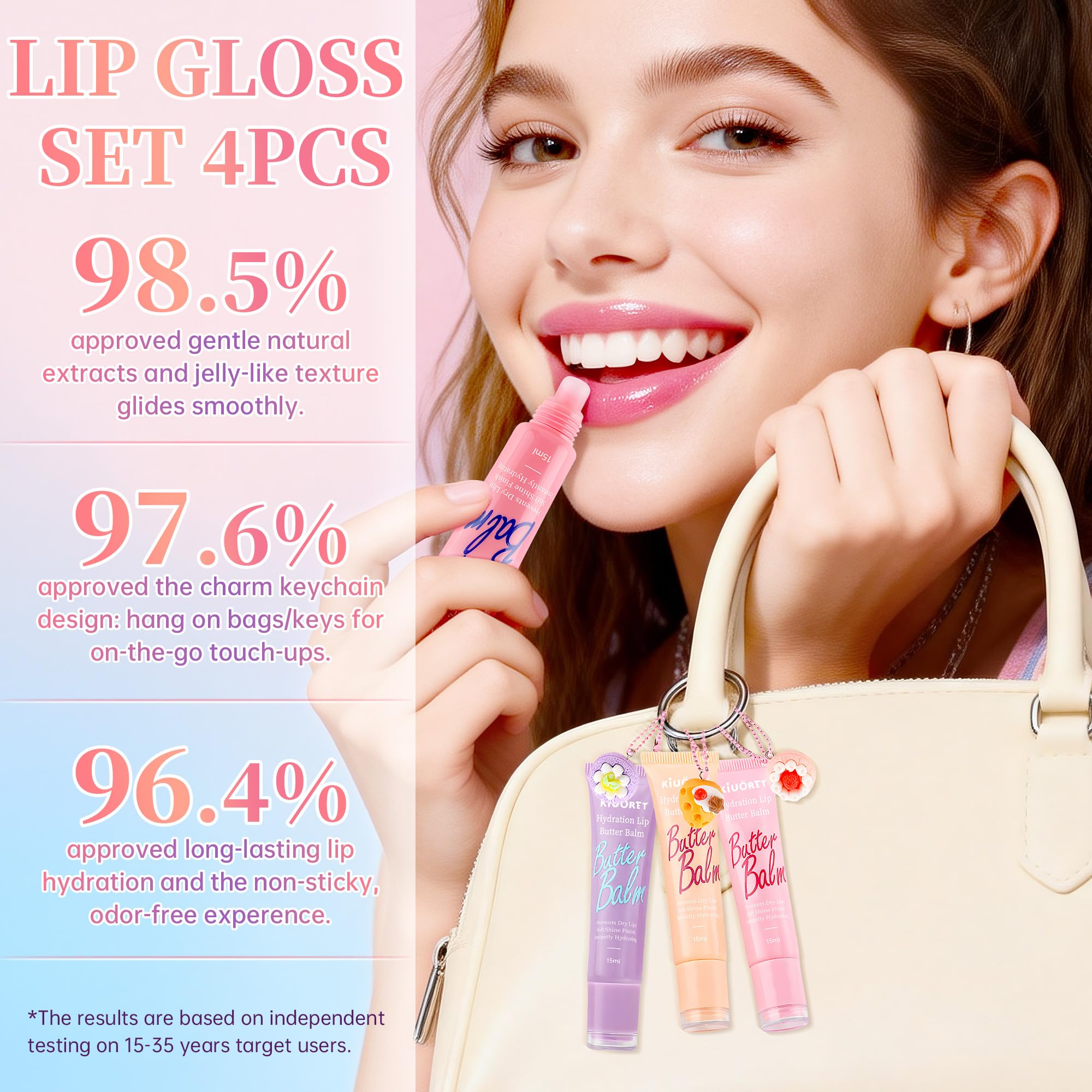 KIUORET jelly texture gloss provides instant moisture without stickiness.
