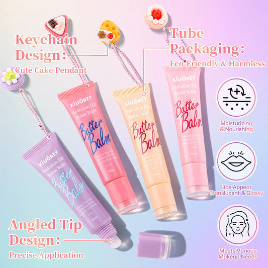 KIUORET lip gloss keychain displaying portable hydration for busy days.