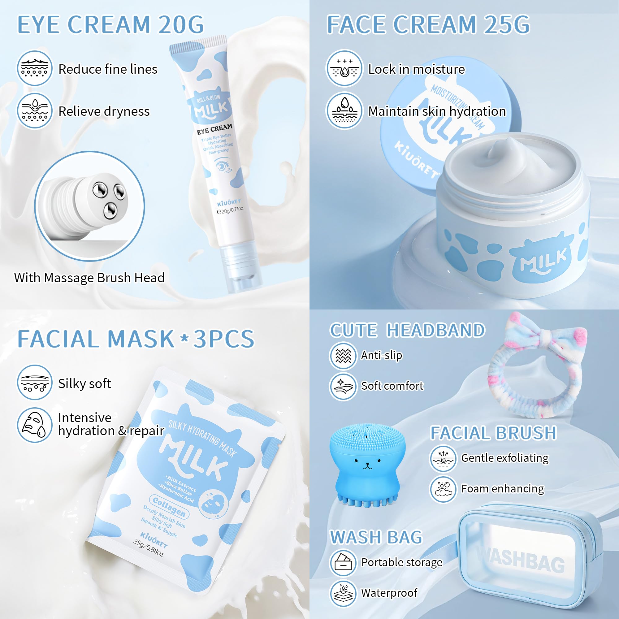 KIUORET Milk Skincare Set hand cream, protects and moisturizes small hands.