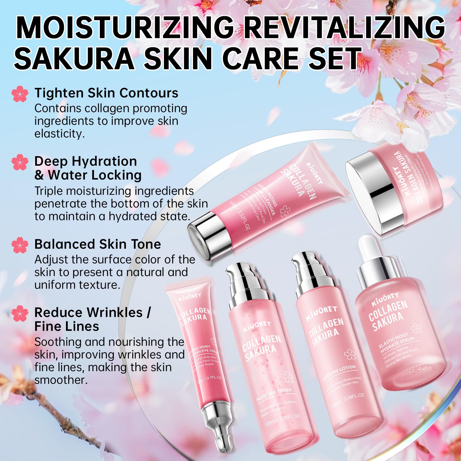 KIUORET Sakura cleanser bottle highlights gentle cleansing and fresh-feeling skin.