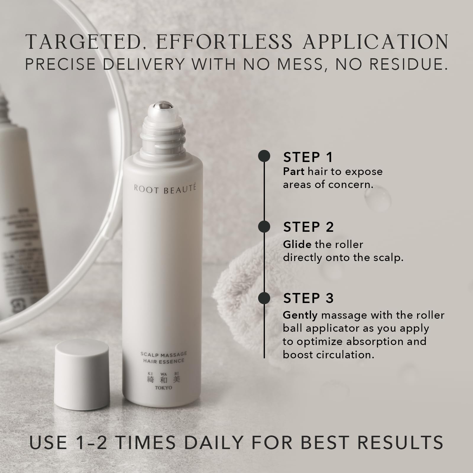 KIWABI Root Beaute lightweight texture ready for daily use without residue
