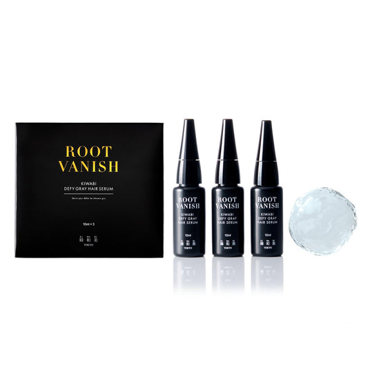 KIWABI Root Vanish serum bottle closeup illustrating lightweight daily scalp care