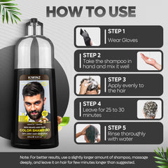 Kiwinz Professional Dark Brown Hair Color Shampoo avoids skin staining during coloring.