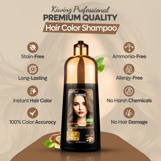 Kiwinz Professional shampoo pump dispensing quick application for gray coverage