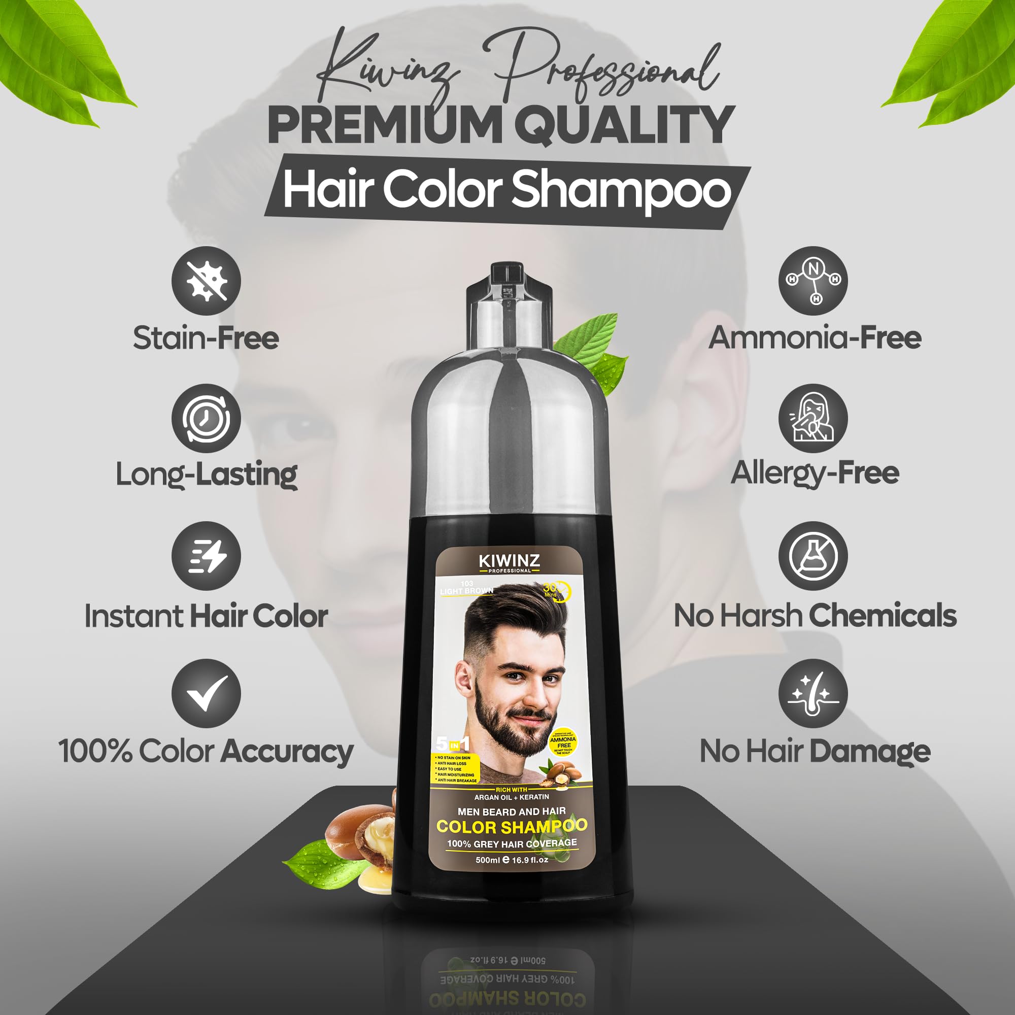 Kiwinz Professional 5 in 1 dye shampoo during application for quick grey hair coverage