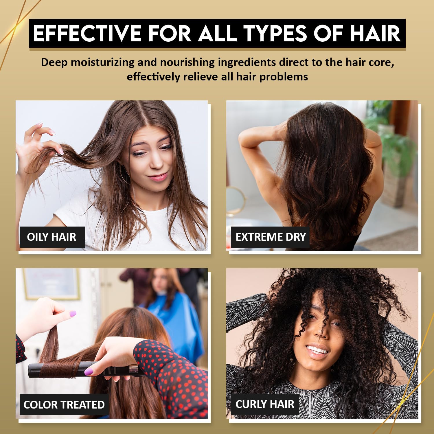 KizaiaCare Ultimate Matted Hair Detangler before-after showing knot reduction and shine