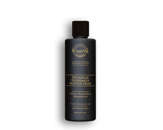 KizaiaCare Ultimate Matted Hair Detangler bottle pour showing easy dispensing for painless detangling