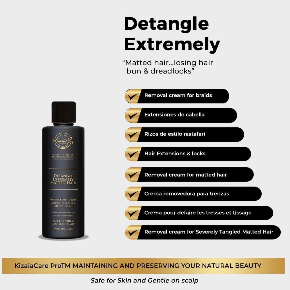 KizaiaCare Ultimate Matted Hair Detangler cream texture highlights rich hydration for knot-free styling
