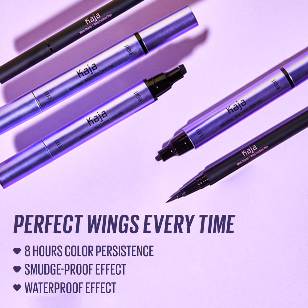 KAJA liquid liner emphasis on ultra-black pigment for precise lines.