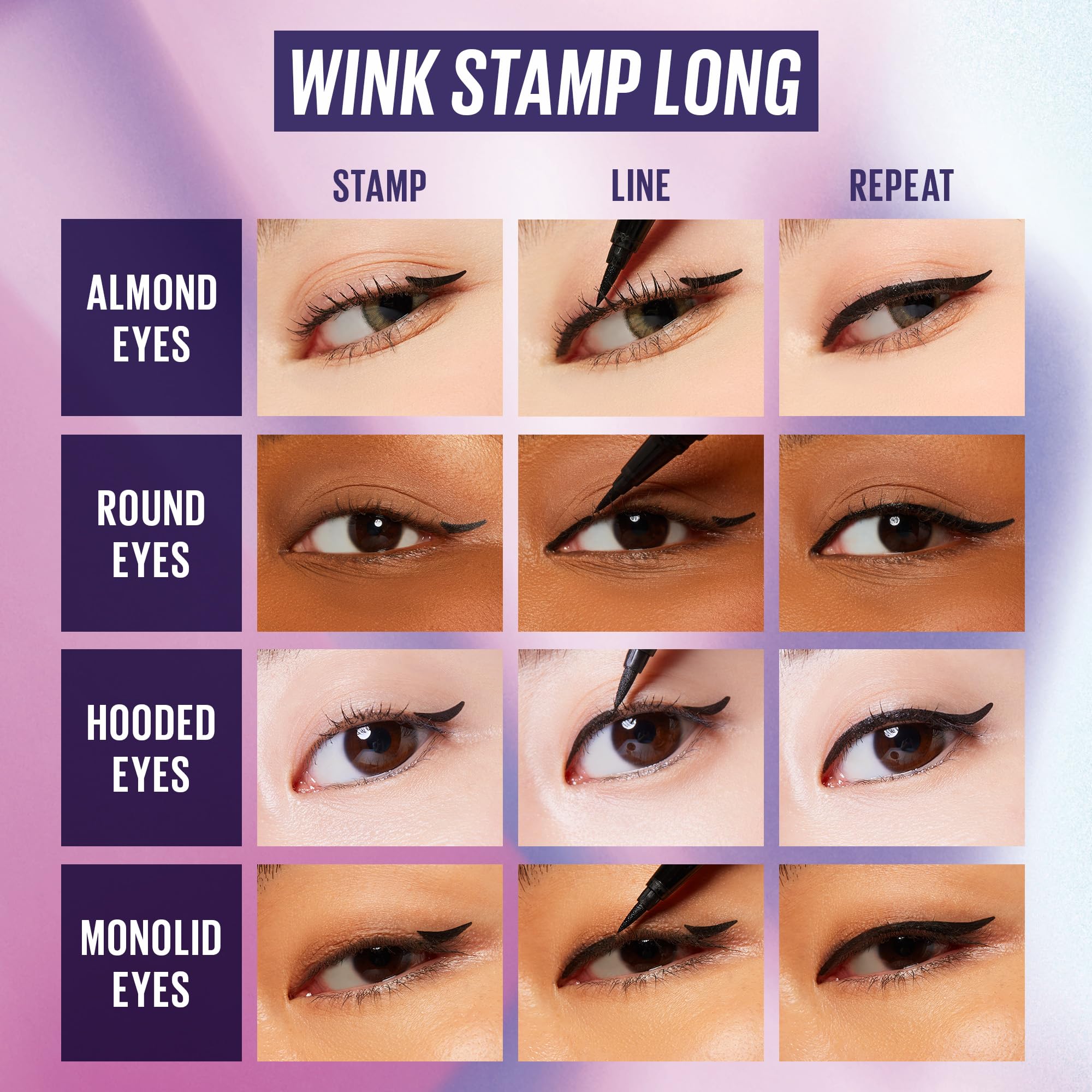 KAJA eyeliner set highlights the ultimate cat-eye look with crisp lines.
