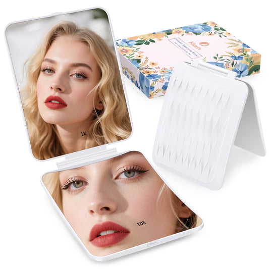 klarh travel makeup mirror shows 1x and 10x magnification for flawless application