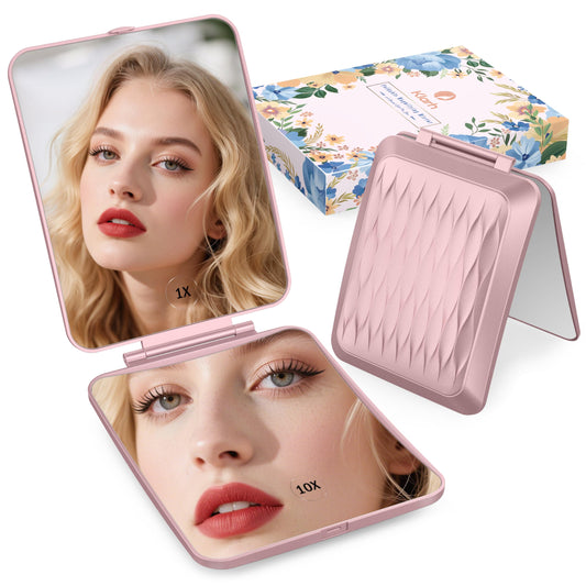 Klarh travel mirror with double-side 1x and 10x magnification for precise touch-ups.