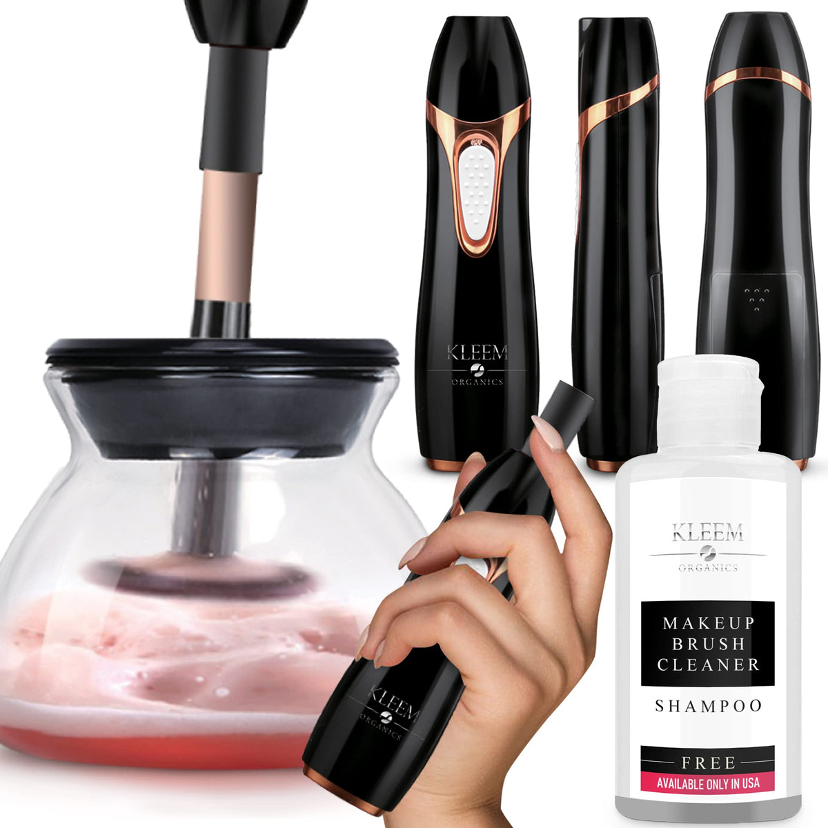 Kleem Electric Brush Cleaner front view showing compact home-use design