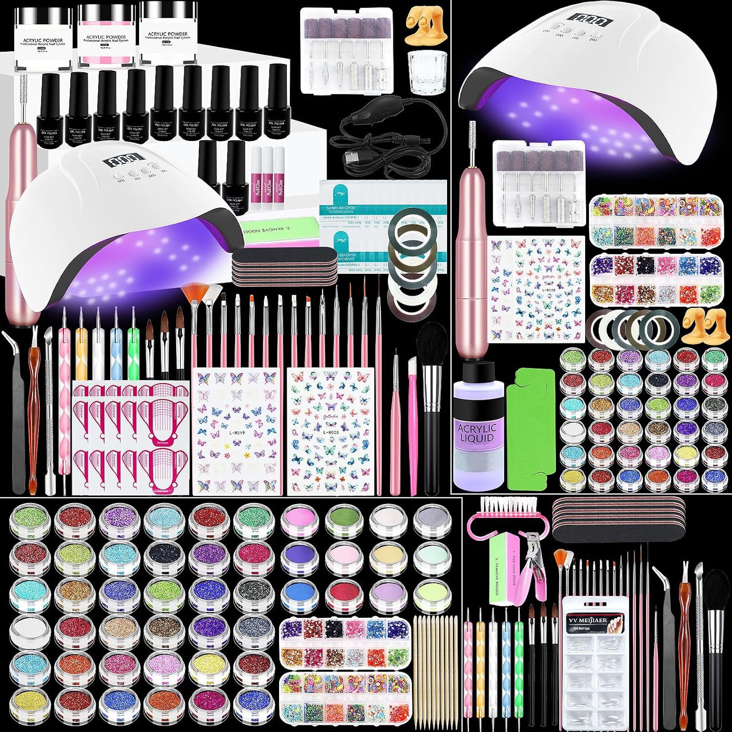 Klemon acrylic nail kit complete set with all-in-one tools for easy at-home manicures