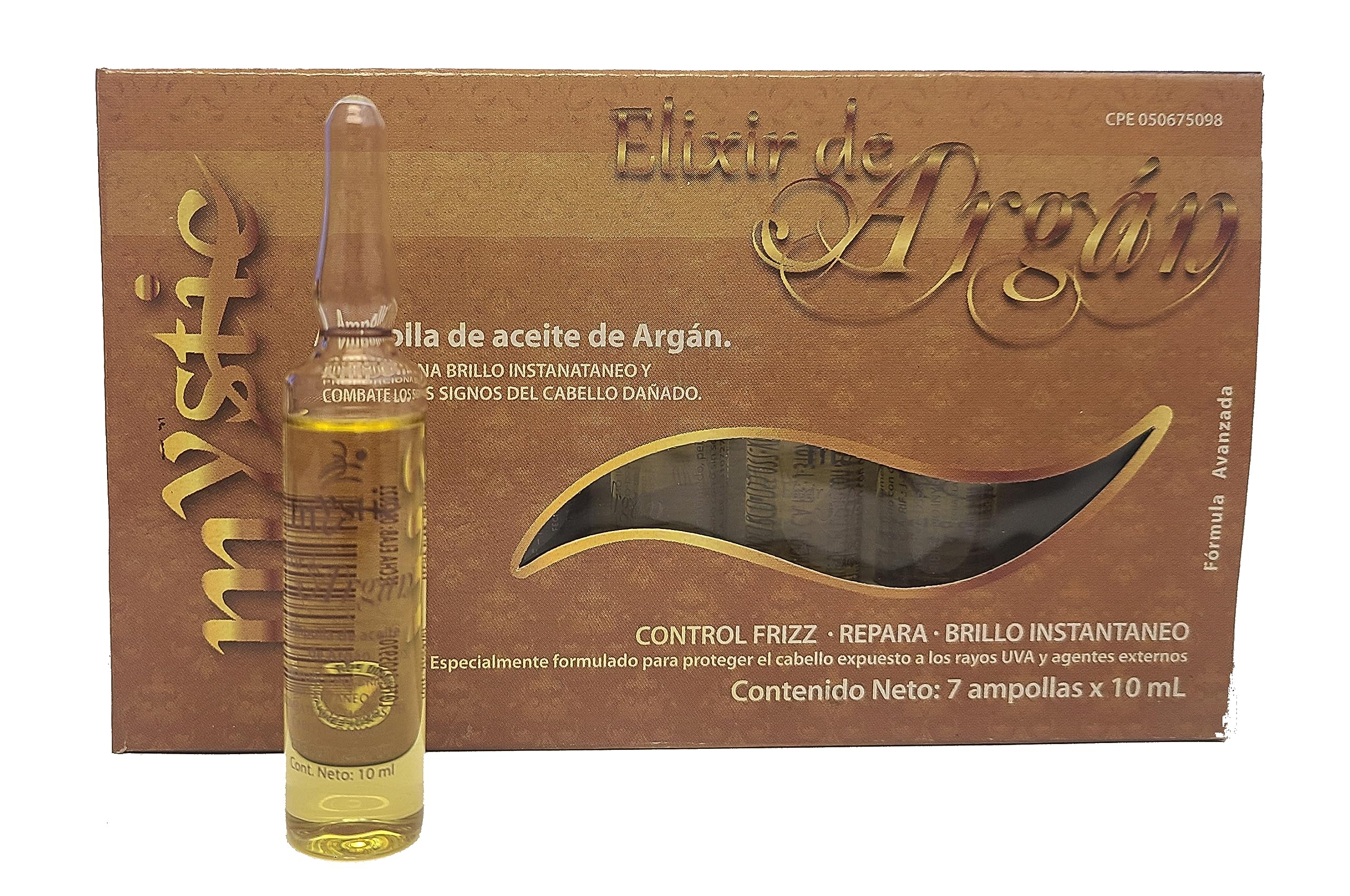 Kleravitex Mystic Argan Oil Ampoule bottle close-up showing a glossy finish and shine-ready formula.