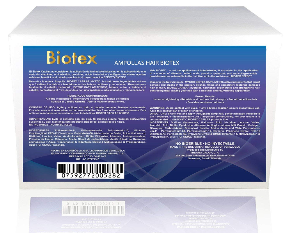 Kleravitex Mystic Biotex ampoule ingredients closeup — nutrients for stronger hair.