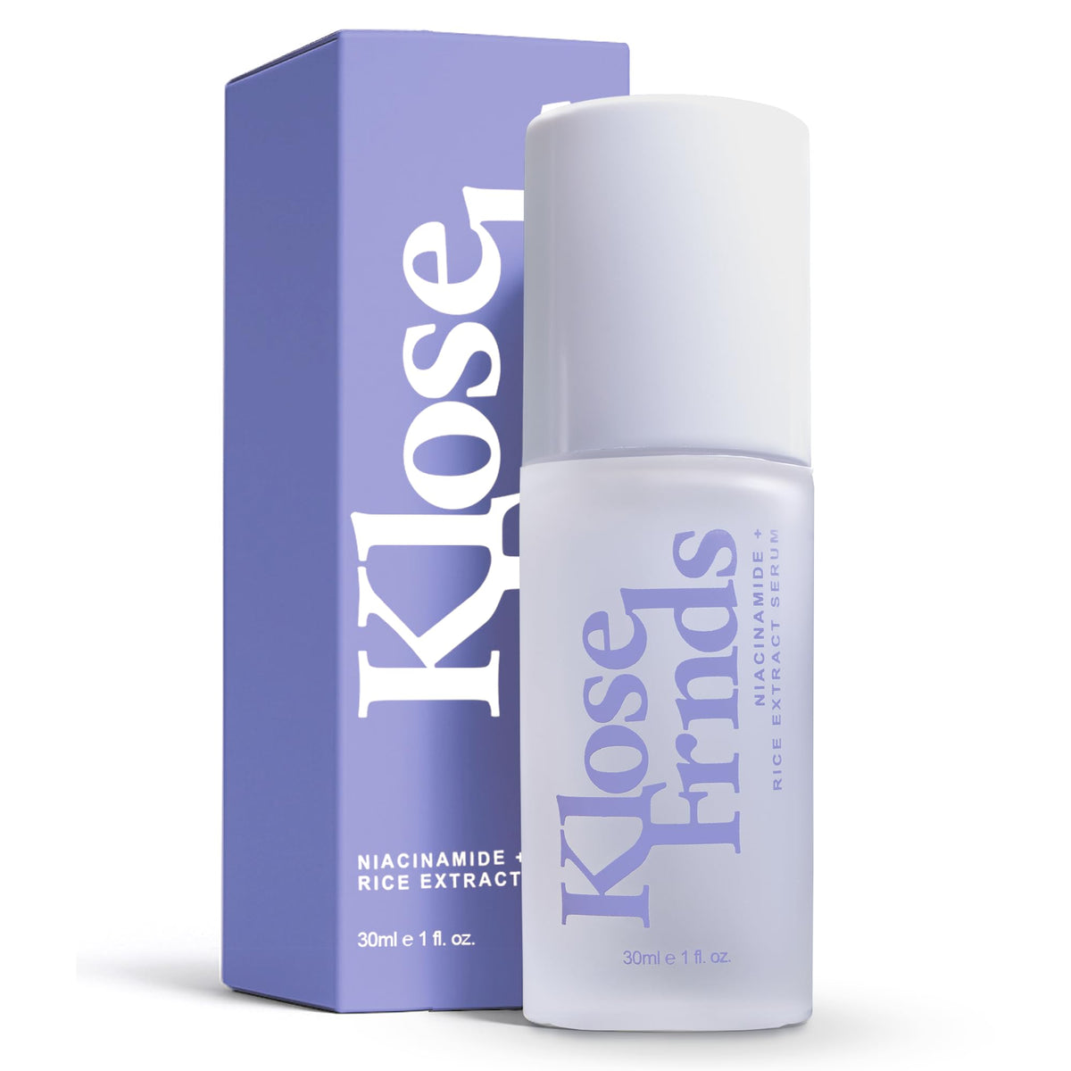 KLOSE FRNDS Niacinamide & Rice Serum bottle front for daily hydration and smooth skin.