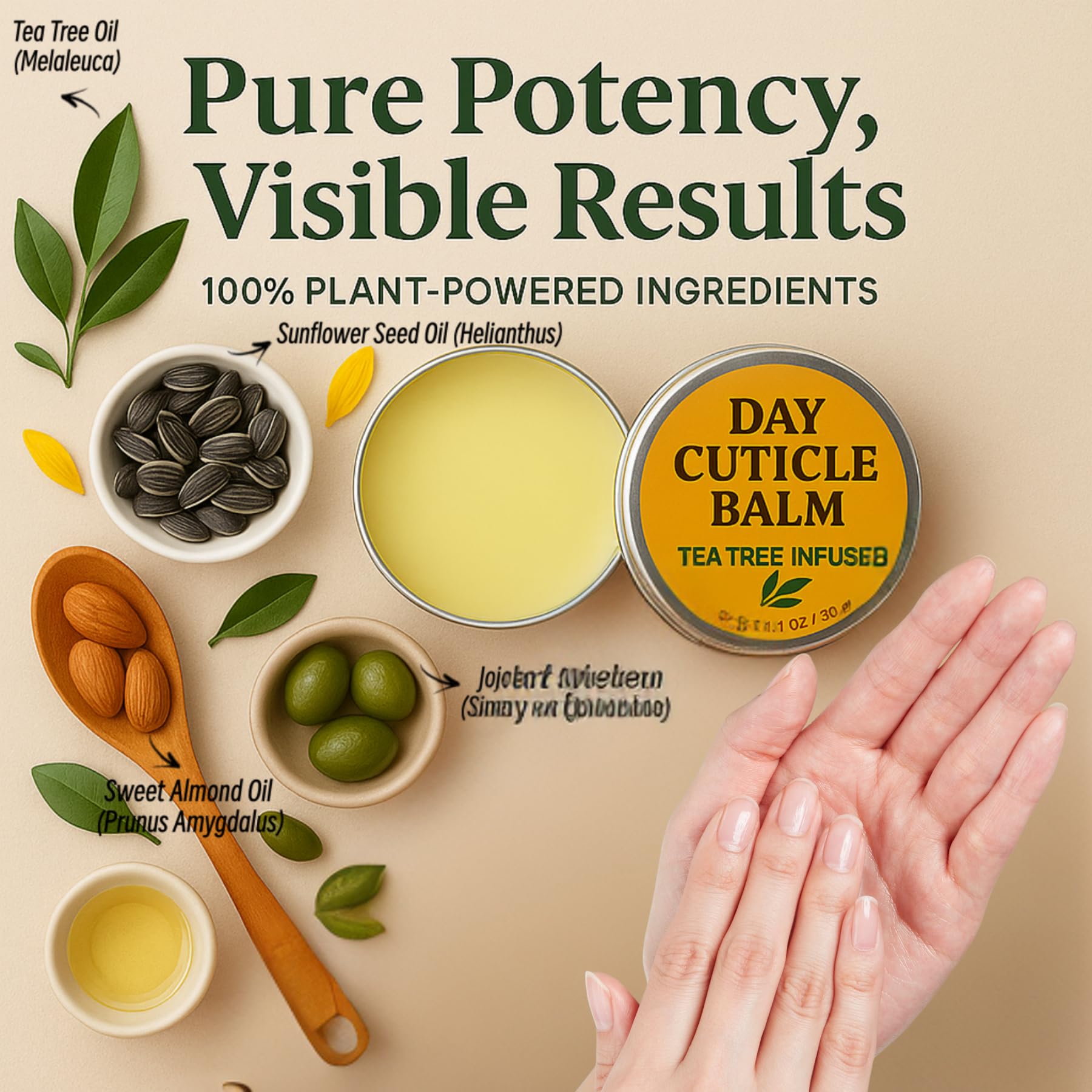 Creamy texture of KmaxShip Tea Tree Balm ready for use on nails.