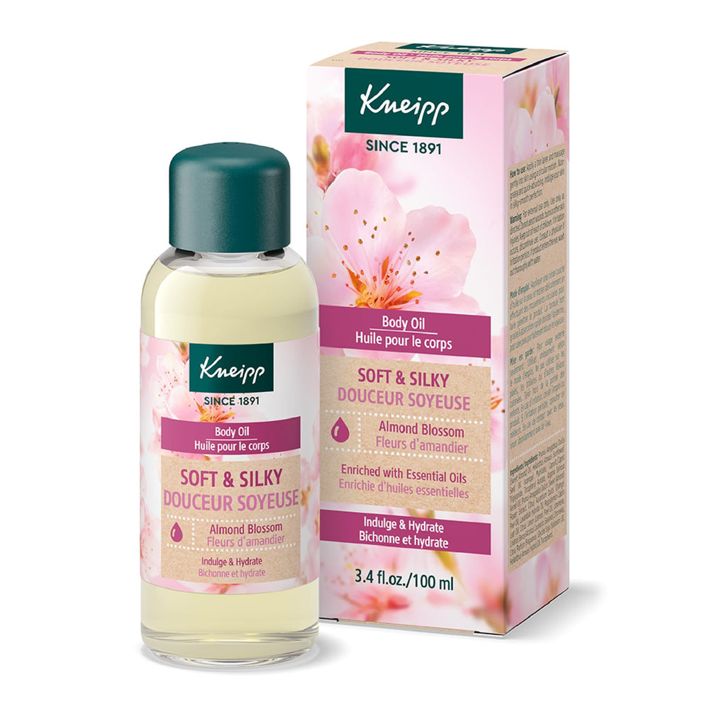 Kneipp Almond Blossom Body Oil bottle ready for quick hydration.