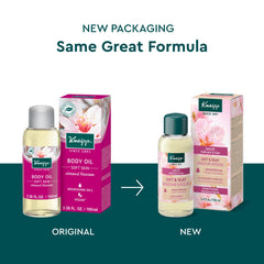 Kneipp Almond Blossom Body Oil texture shown for silky, non-greasy absorption.