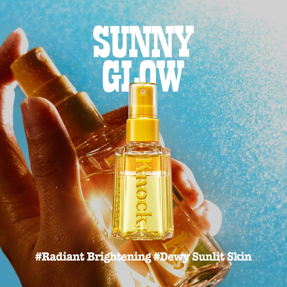 Knock Shaking Serum Mist spray demonstrates on-the-go hydration with a refreshing mist