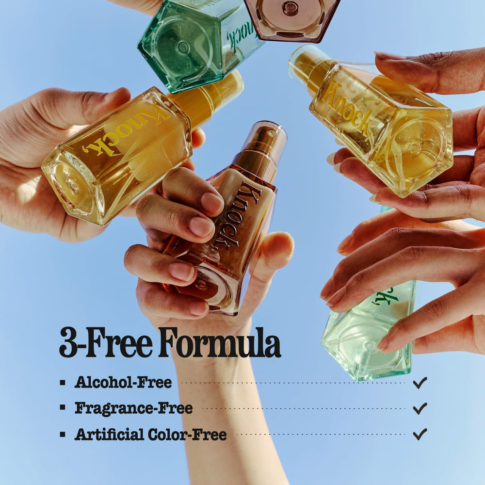 Knock Shaking Serum Mist travel-case shows compact, carry-on skincare solution