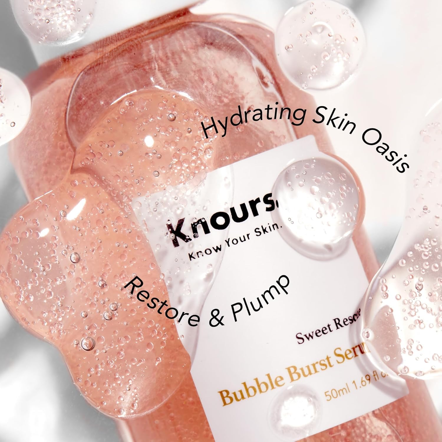 Knours crystal bead technology close-up showing gentle hydration