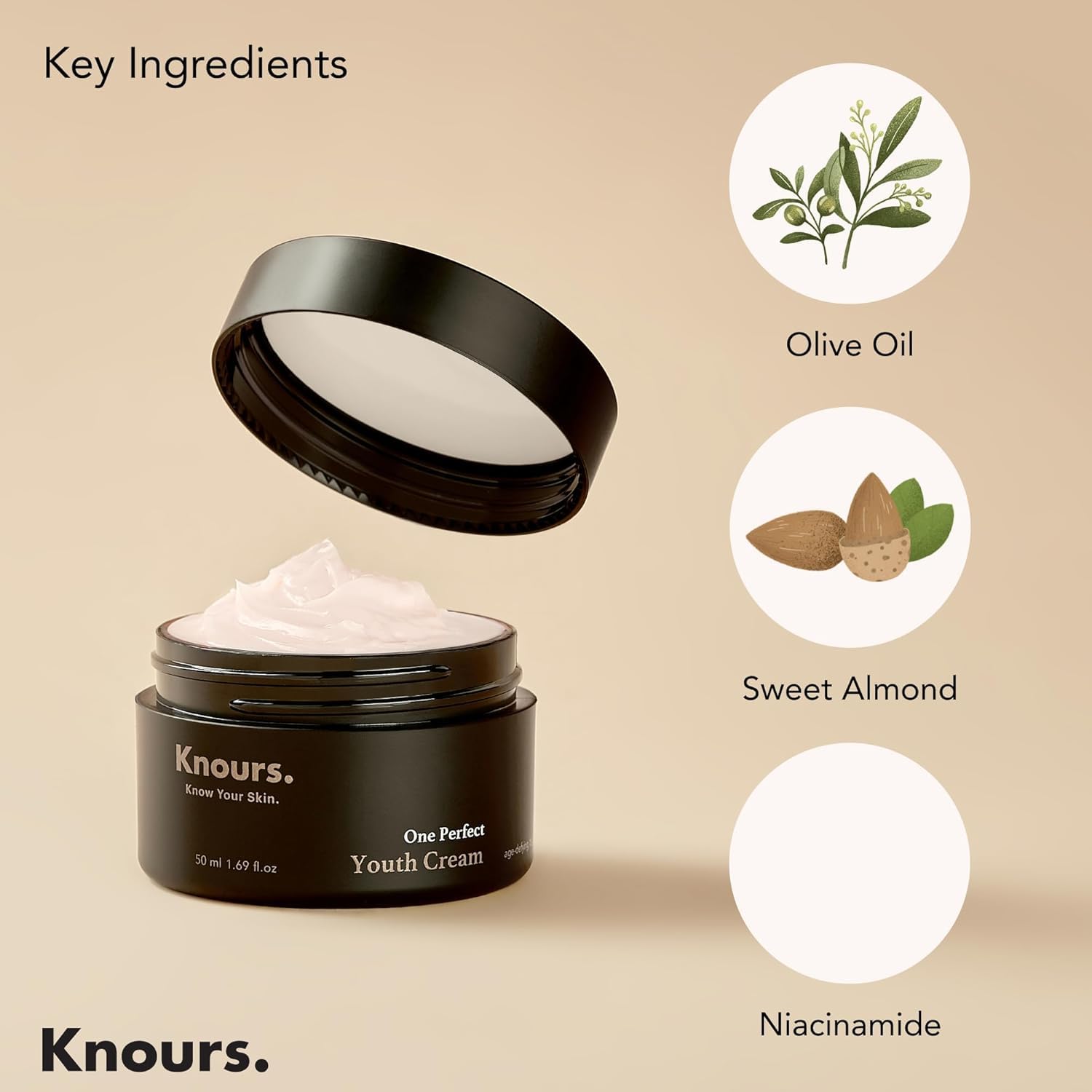 Knours Olive oil moisturizer bottle highlighting long lasting moisture