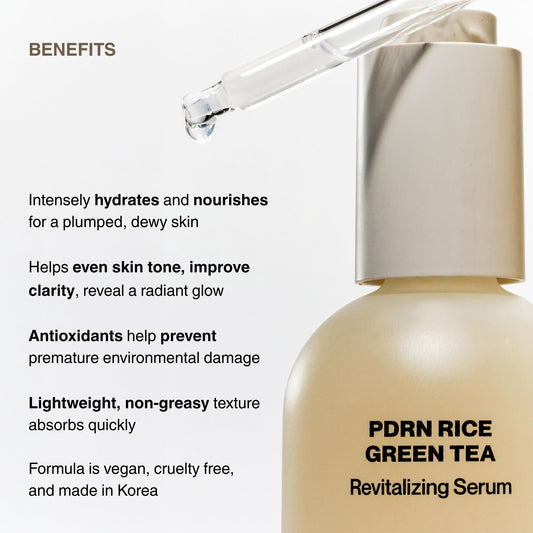 Knours PDRN Rice serum texture being applied for smooth, refreshing absorption.