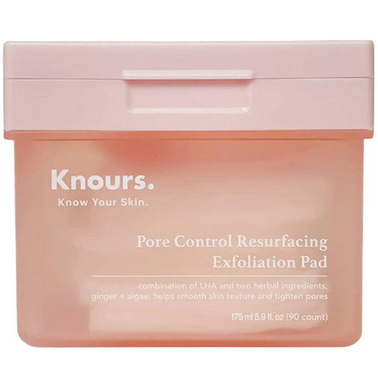 Knours Pore Control Pad bottle front view highlighting exfoliation for oil balance