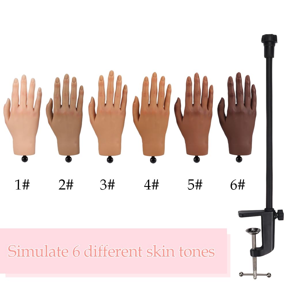 KnowU bendable fingers nail practice hand for angle variations during sessions