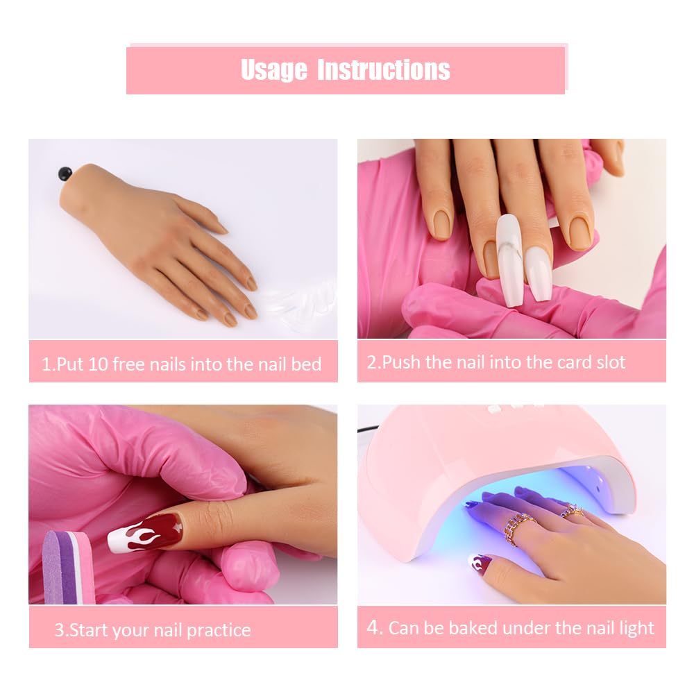 KnowU soft silicone nail practice hand, realistic texture for comfortable handling