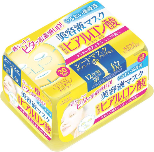 KO-SE Clear Turn Essence mask pack showing a hydration-ready sheet for moisturized skin.