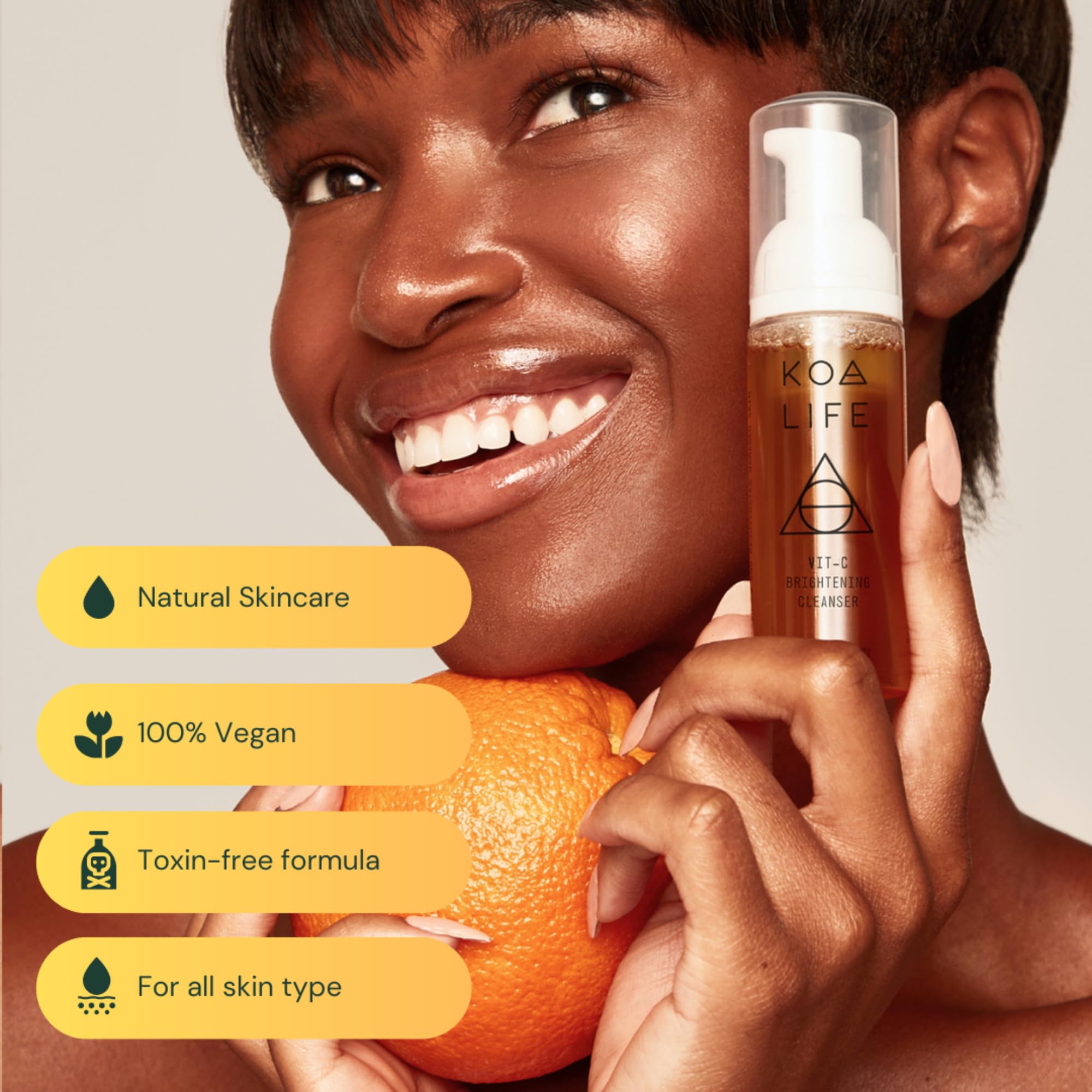 Creamy foaming lather from KOA LIFE cleanser for a gentle, brightening cleanse