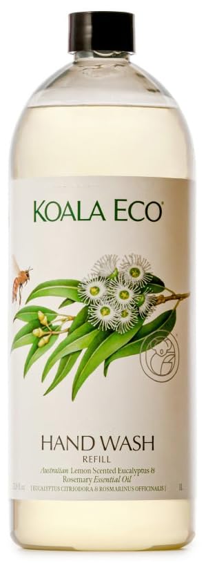 Koala Eco Hand Wash bottle with lemon-scented eucalyptus and rosemary for refreshing hand cleansing.