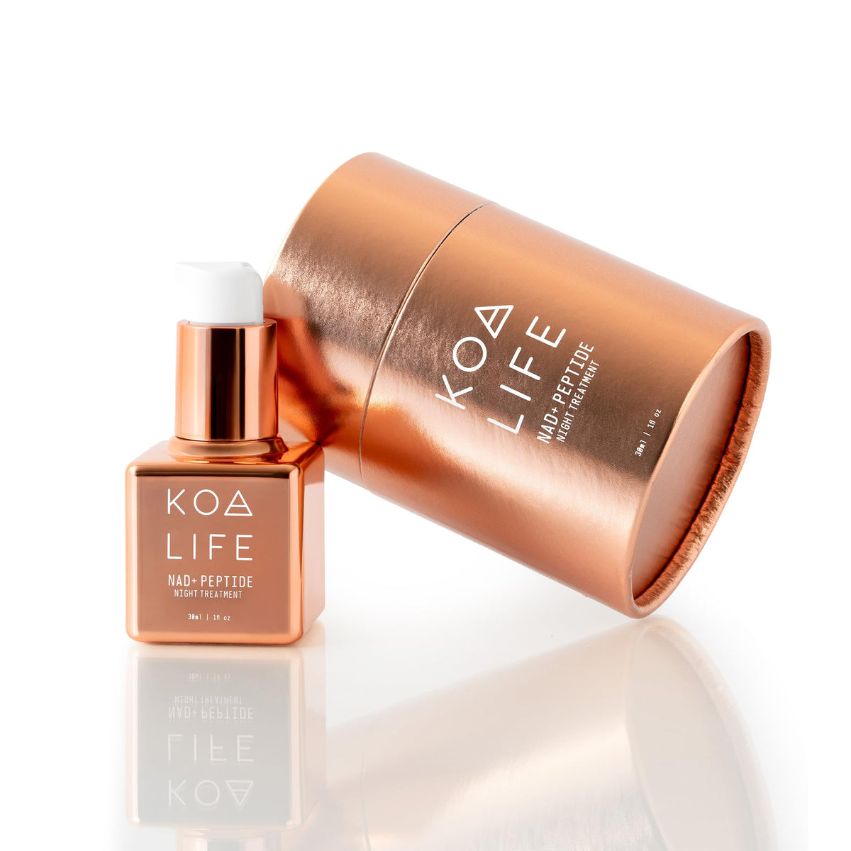 KOA LIFE NAD Peptide Serum bottle in copper glass for radiant, hydrated skin