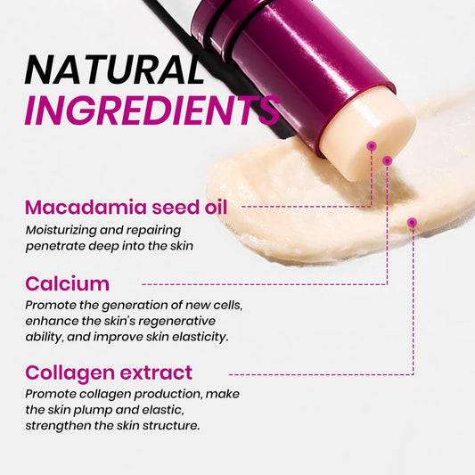 KOEC Calcium Volume Multi Balm stick application; multi-task hydration and smoothing.