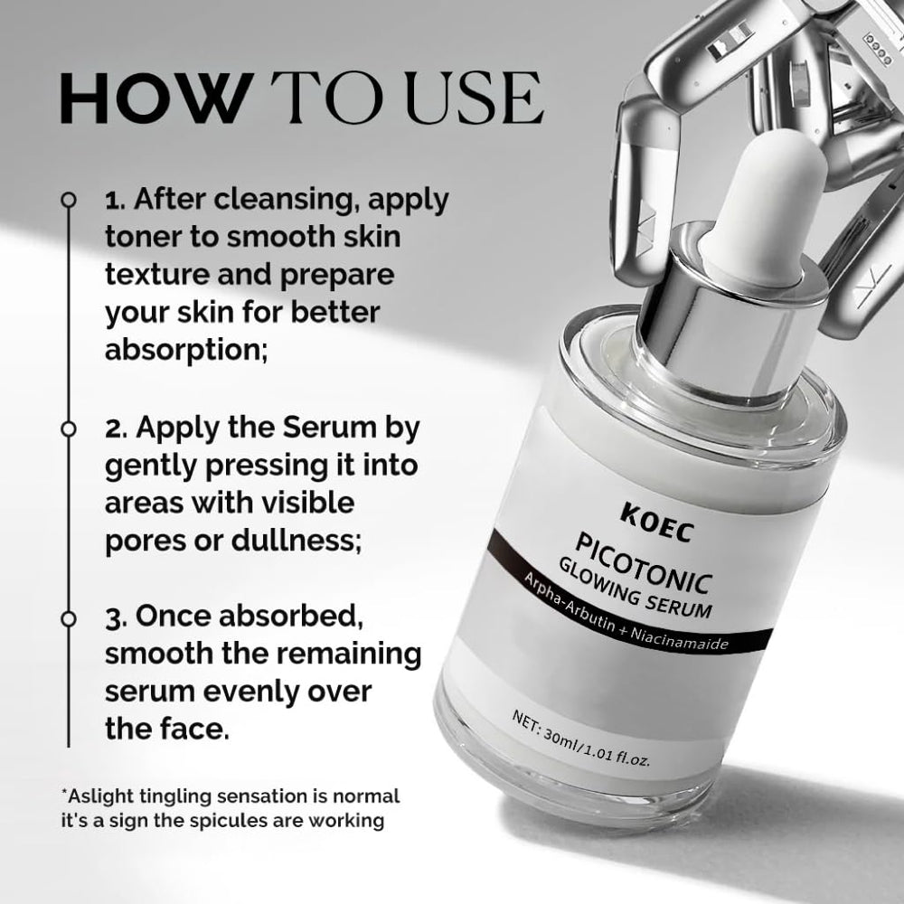 KOEC Glow finish image suggests revitalized, comfortable skin texture.