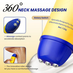 KOEC neck peptide firming cream with roller applied for even absorption