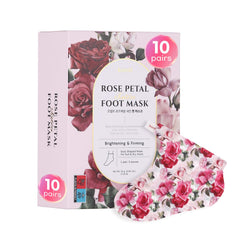 Koelf Rose Petal Satin Foot Mask packaging shows elegant rose tones for premium at-home care