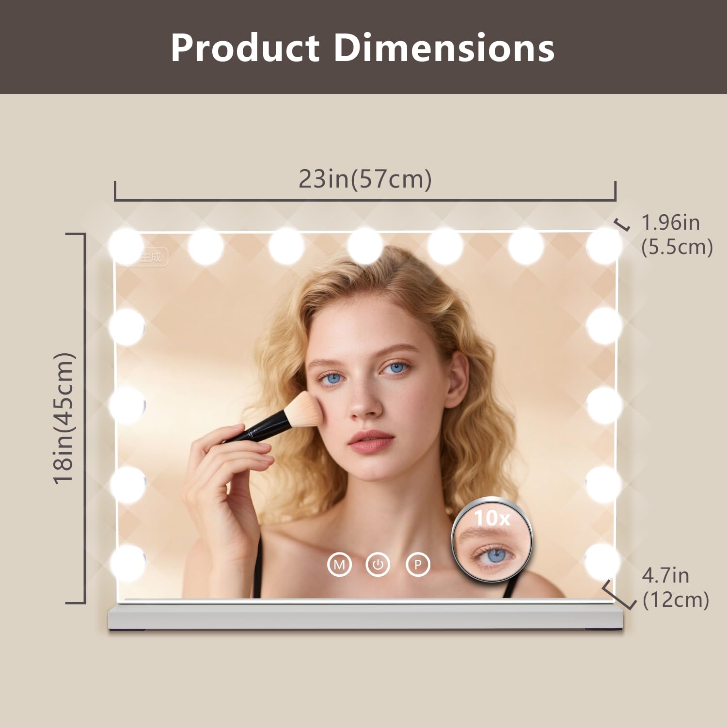 Detachable 10x magnifier for precise makeup and detail work