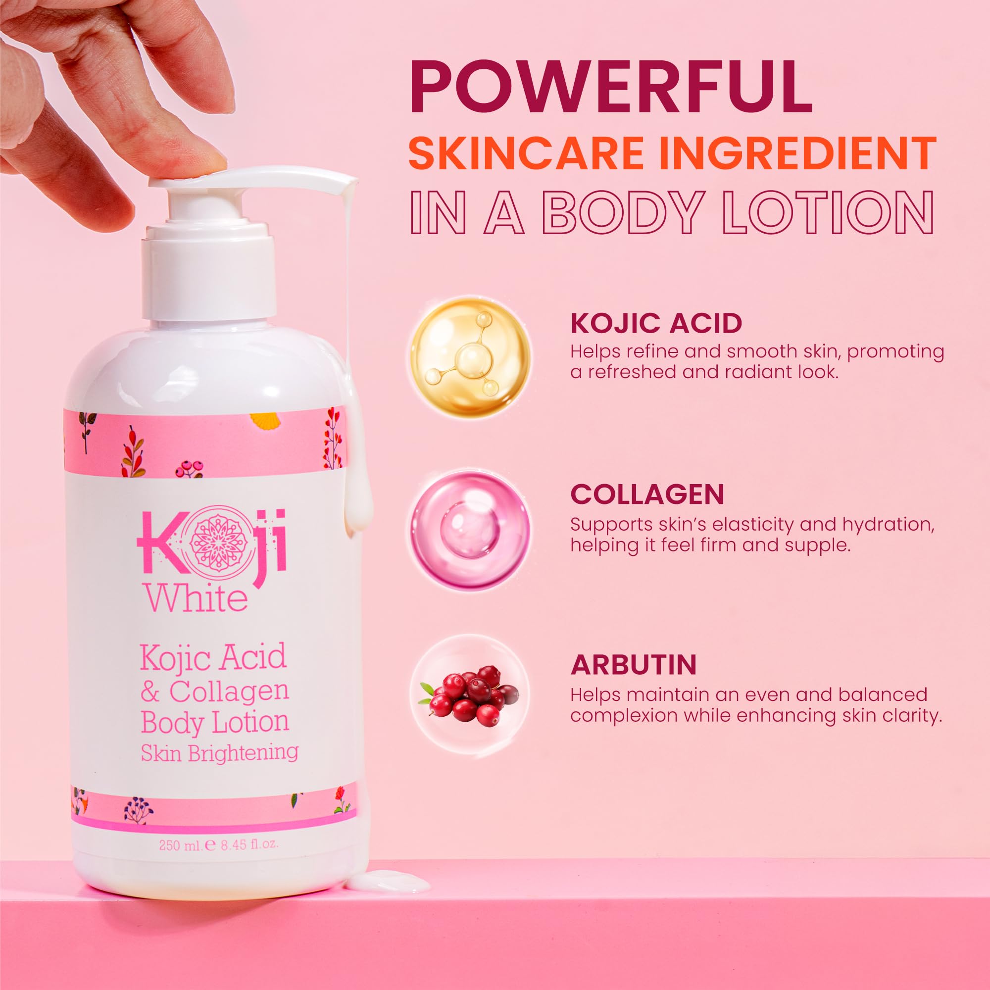 Koji White bottle pump shown for convenient daily use