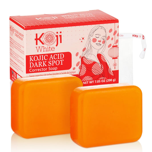 Koji White kojic acid bar closeup highlights texture for even-toned skin prep.