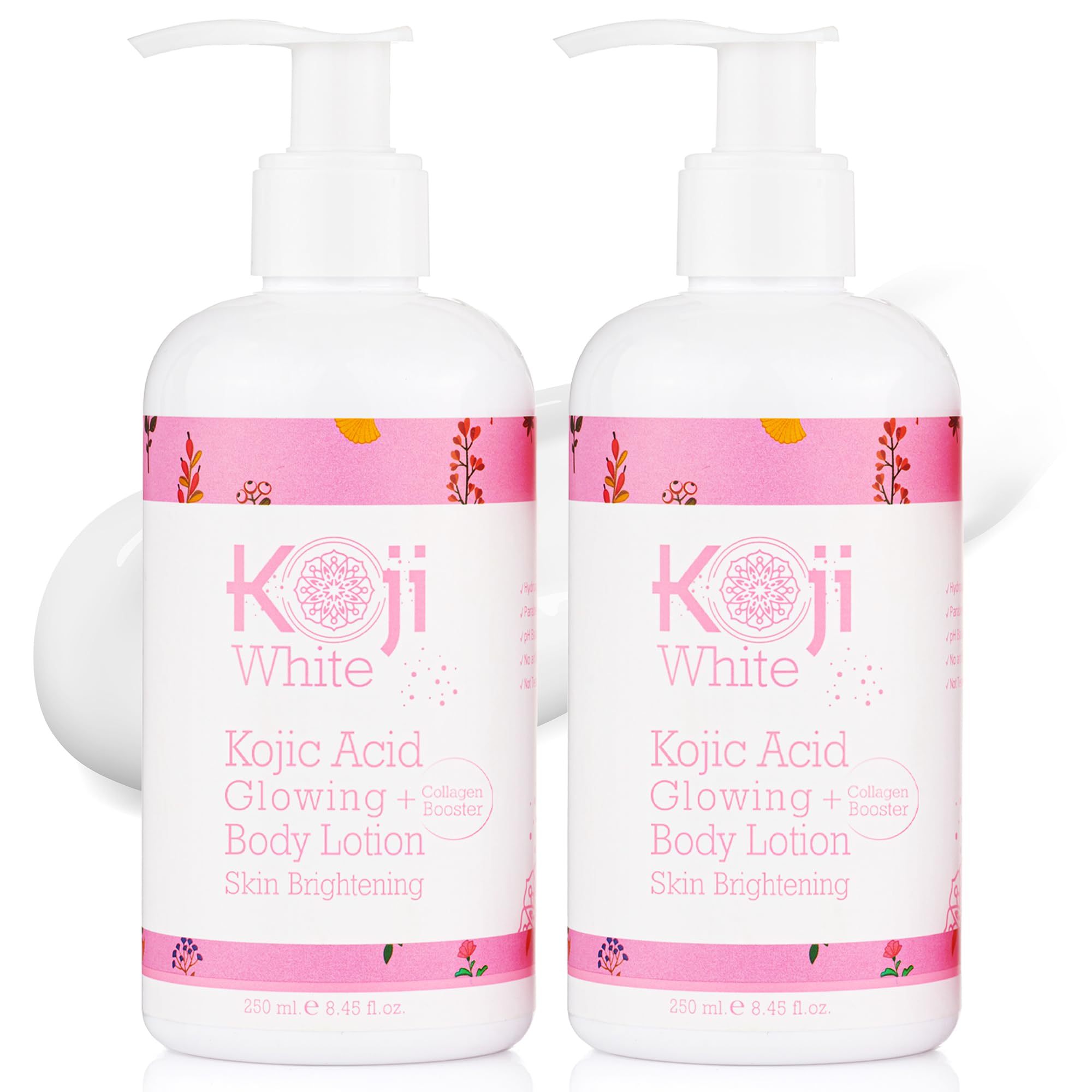 Koji White Kojic Acid & Collagen lotion bottle with packaging for easy use