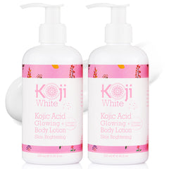 Koji White Kojic Acid & Collagen lotion bottle with packaging for easy use