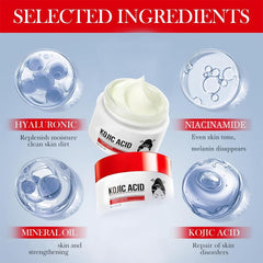 Kojic Acid Cream with Hyaluronic Gel layer provides lightweight hydration.